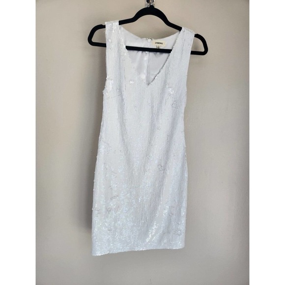 NWOT L'agence v-neck Sequin Mini Dress Size 2 White - Picture 5 of 10
